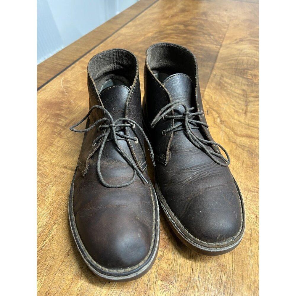 Clarks Men’s 9 Bushacre 2 Chukka Boots Dark Brown Beeswax Leather